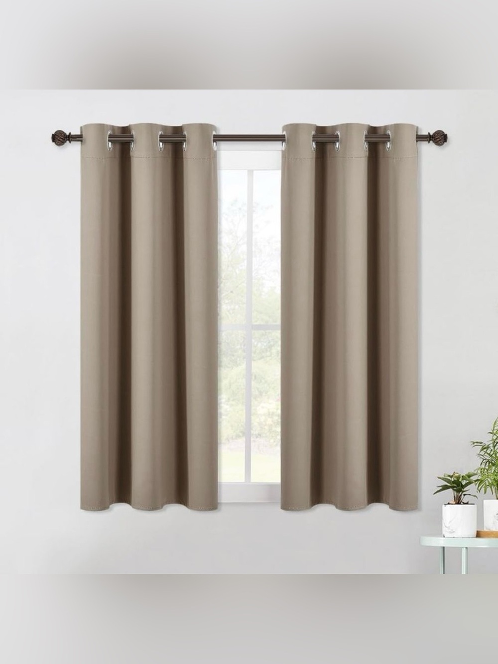 Nicetown tan beige Grommet Curtain Panel 45in L